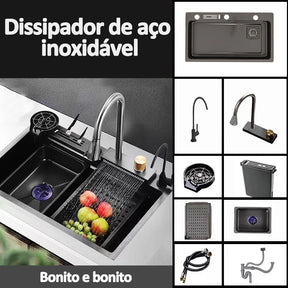 Cuba Cascata Gourmet Completa Aço Inox - 78x45